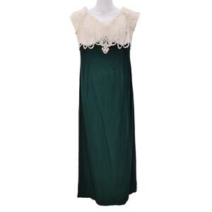 Scott McClintock Petites Vintage Lace Formal Dress Green Cream Womens Size 14P